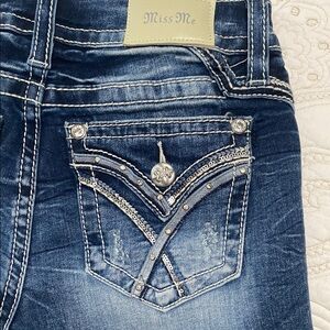 Miss Me Blue Jean Shorts with Rhinestone Embellishments